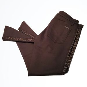 Hudson Luna Black Cropped Super Skinny Jeans With Rivet Beading Details Size 27